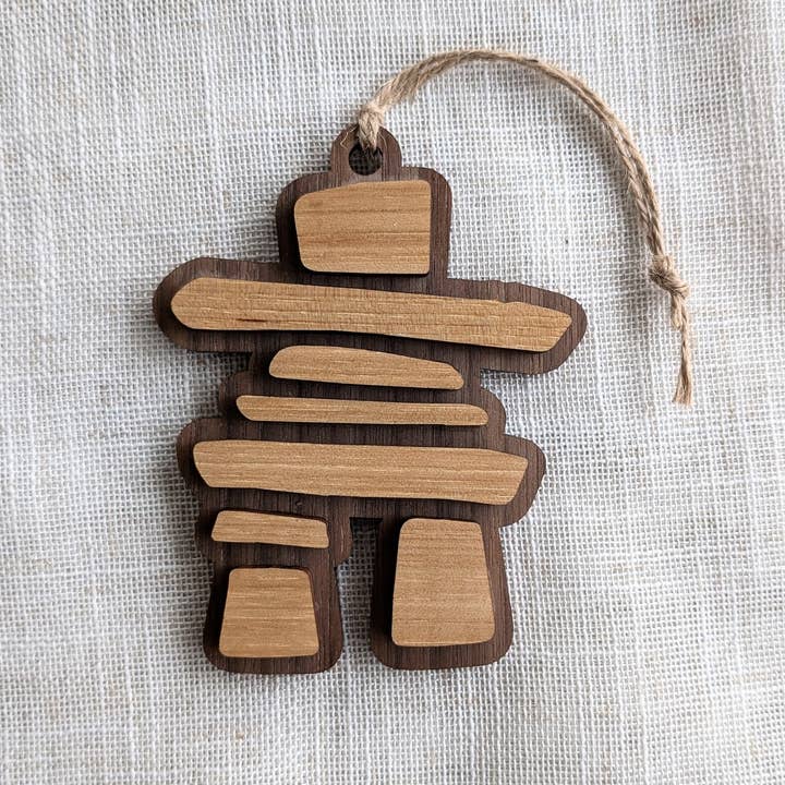 Inukshuk Canada Wayfinder Ornament - Wood Christmas Souvenir for wholesale by Foxwood Gifts Canada