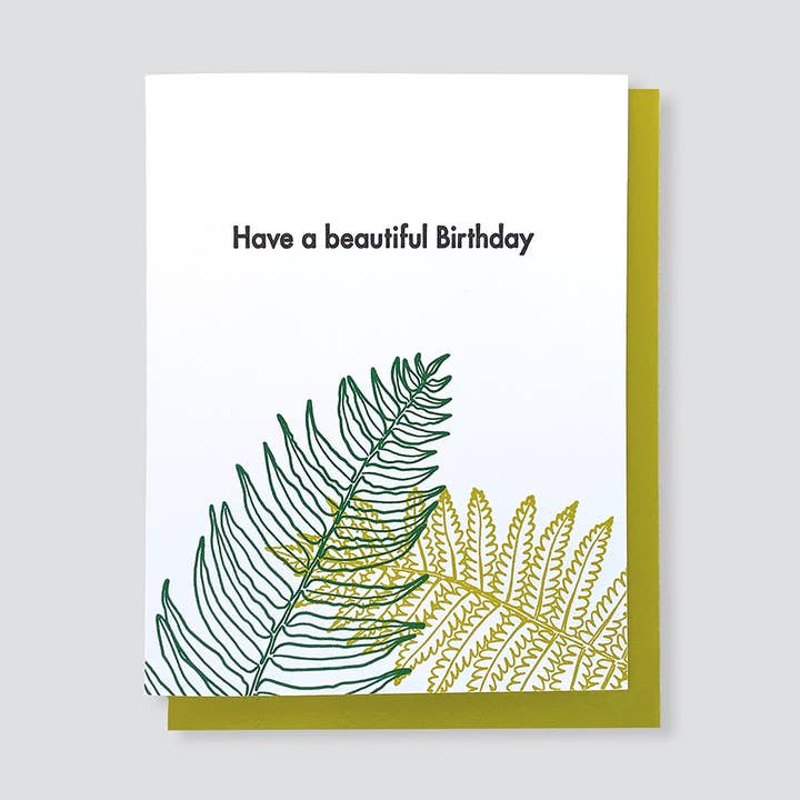 Beautiful Ferns - Letterpress Birthday Card for wholesale by True North Letterpress