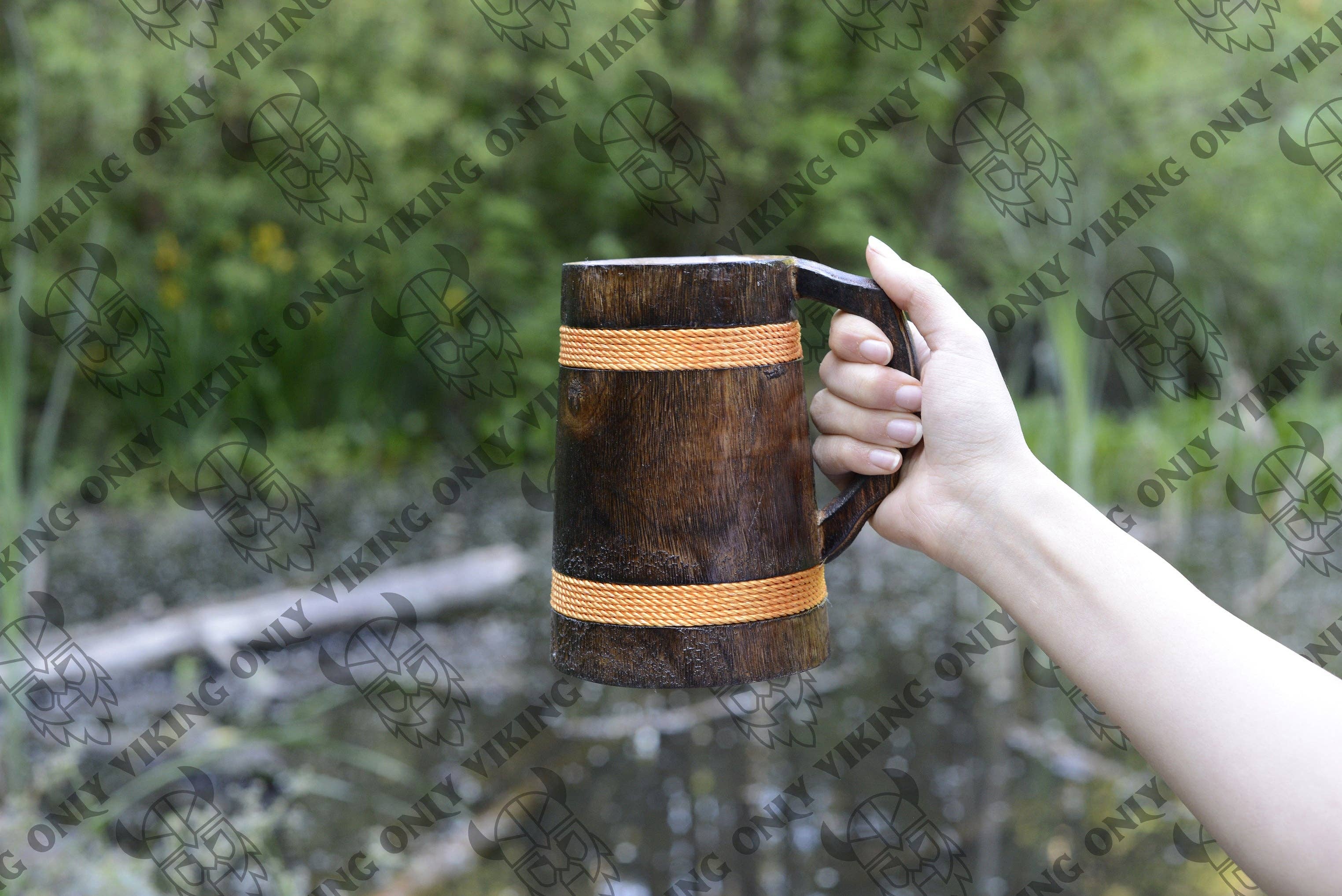 OnlyViking – Engroshandel Ølglas/krus – Trækrus med vikingemotiv i livlig orange, 470-530 ml2