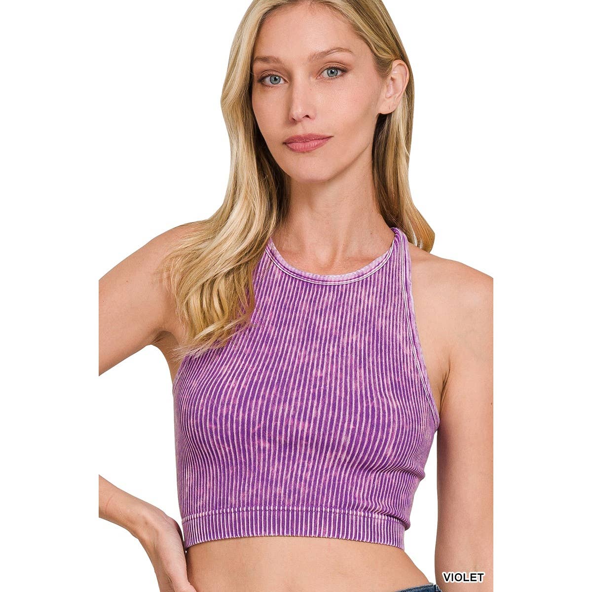 Apolline - Vente Débardeur – femme - HAUT COURT CÔTELÉ DÉLAVÉ SANS COUTURES À DOS NAGEUR16