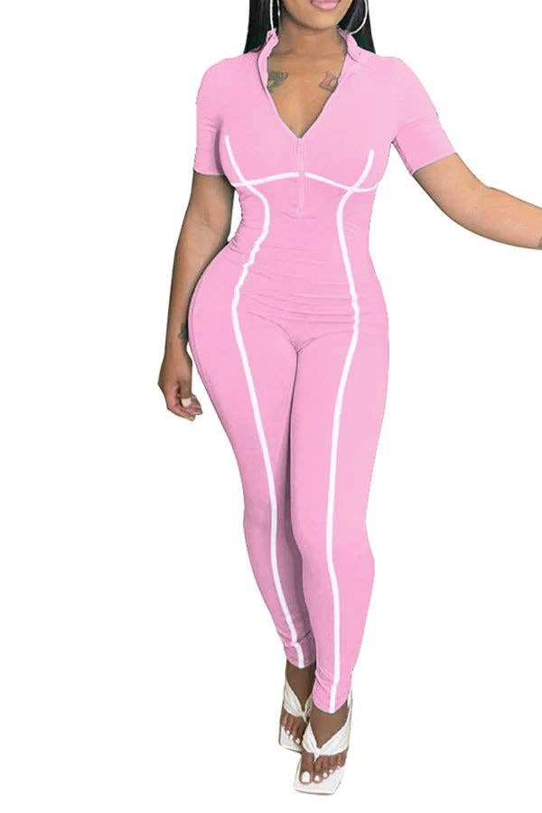 MB Fashion Wholesale - Wholesale Jumpsuit - Women's - MB FASHION STRIPED ZIPPER JUMPSUITS 5045R6