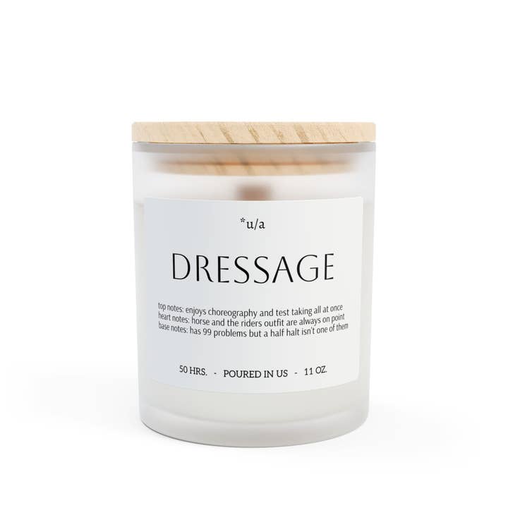 Frosted Glass Candle, 11oz - Dressage for wholesale by un.sus.tain.a.ble equestrian