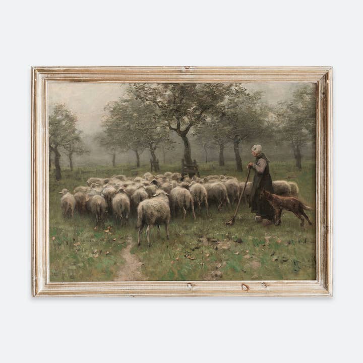 Carneiro Vintage Europeu com Impressão Artística Animal de Pastor VP141 por atacado de Sugar & Canvas