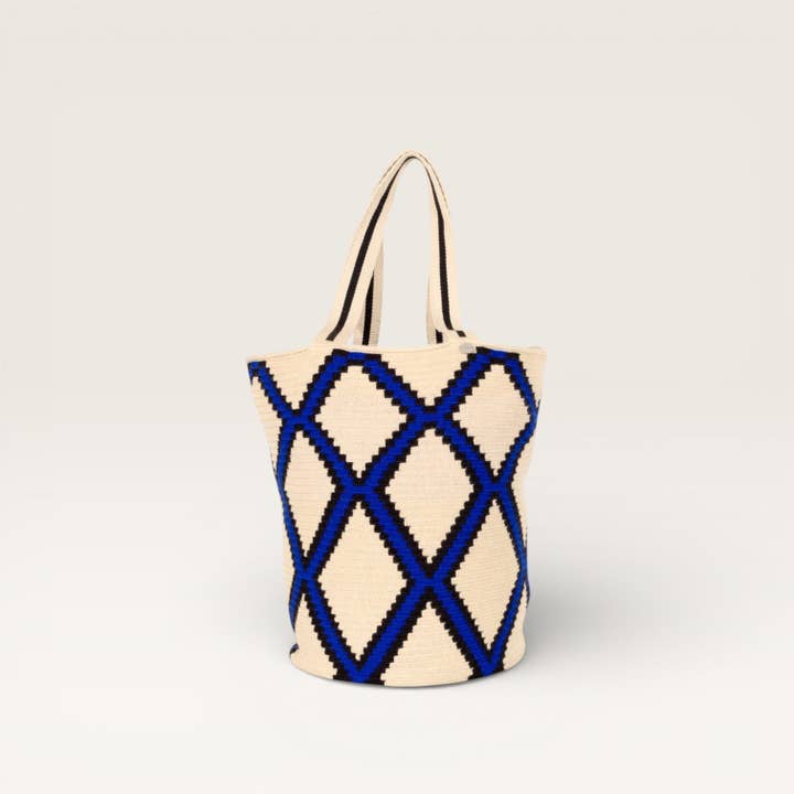 Geometric round tote | Navy for wholesale by Guajii Design