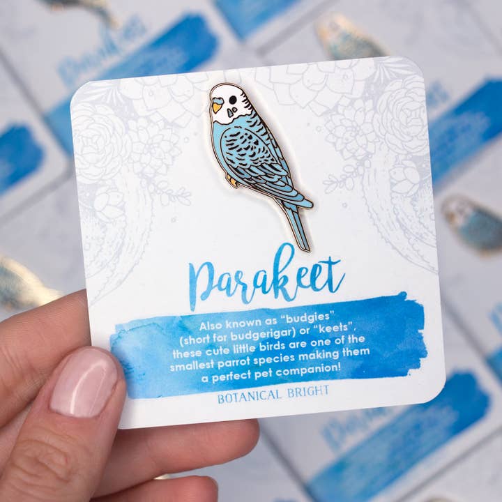Botanical Bright – Engroshandel Reversnål/knap – Blå Parakit Budgie Emalje Pin