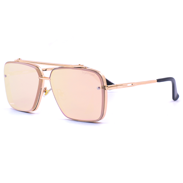 TOPFOXX - Wholesale Sunglasses - Women's - Bella -Tangle Free- Rose Gold Oversized Squared Aviators2
