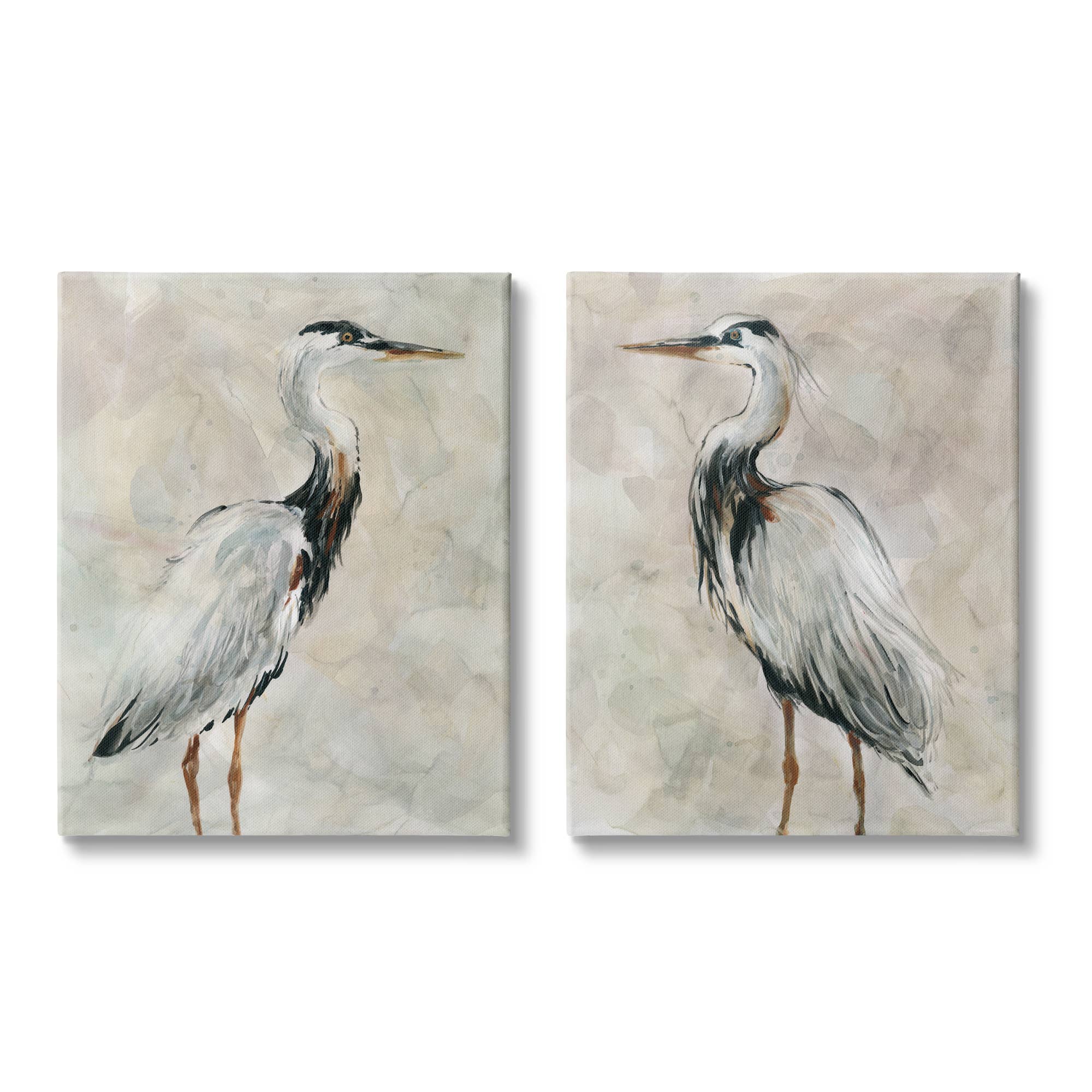 Stupell Industries - Wholesale Gallery Wall Set - Watercolor Great Heron Birds Expressive Feathers 2pc Canvas0