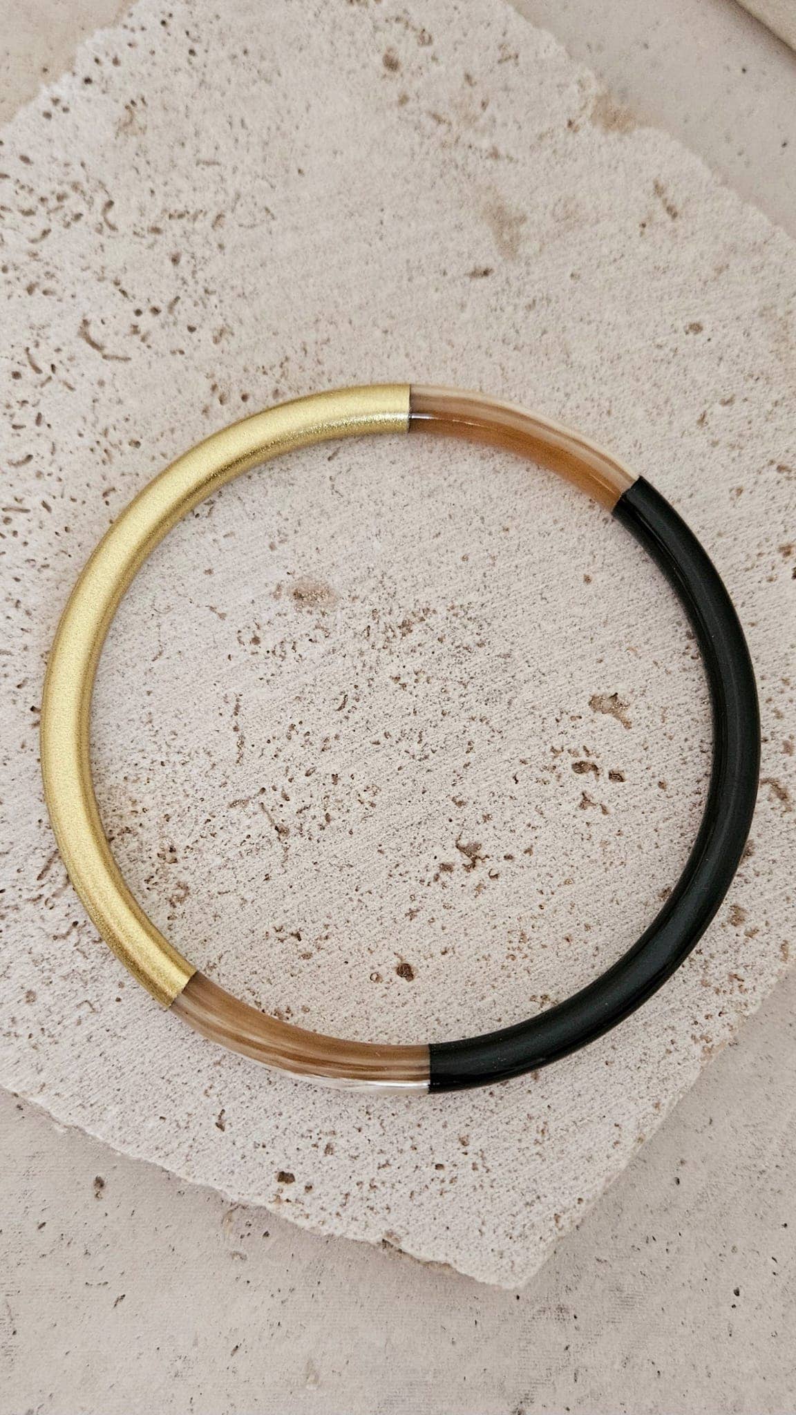 Le Coin Sauvage - Vente Bracelet jonc - Bracelet Jonc Corne - 5 mm - Black & Gold8