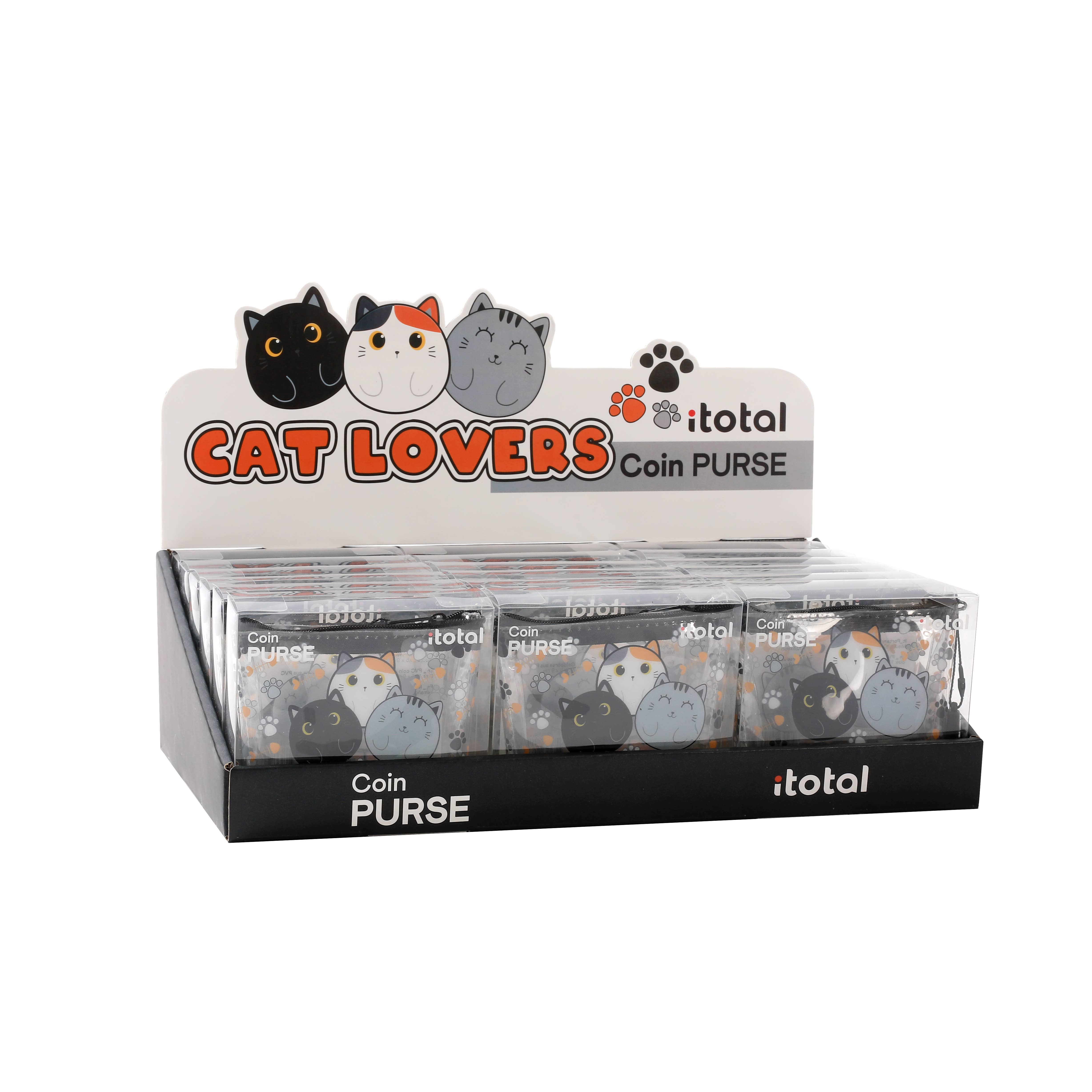 I-Total, I-Drink - Venta al por mayor Monedero - Mujer - Monedero Gato - expositor con 18 unidades0