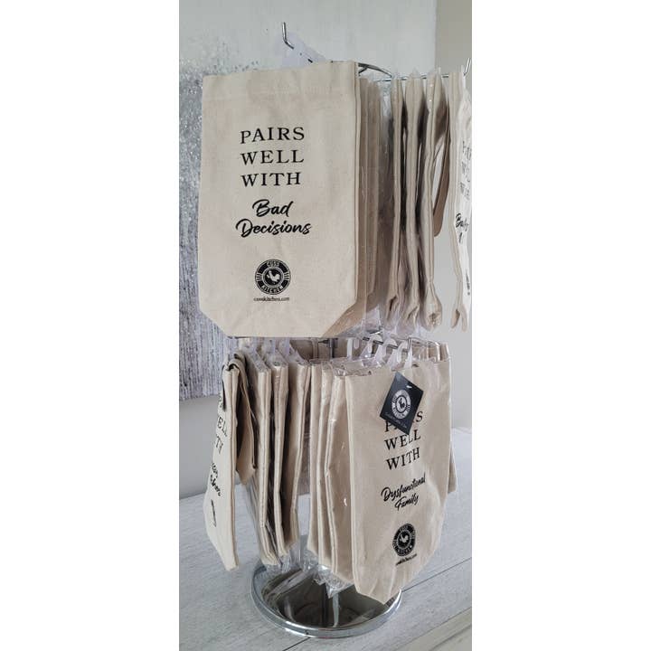 Cuss Kitchen - Wholesale Wine Gift Bag - COUNTERTOP DISPLAY BUNDLE Funny Canvas Fabric Wine Gift Bags1