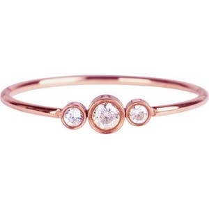 R936 skinnende krystal trillinger Rose guld for engroshandel hos Charmin's Ringen