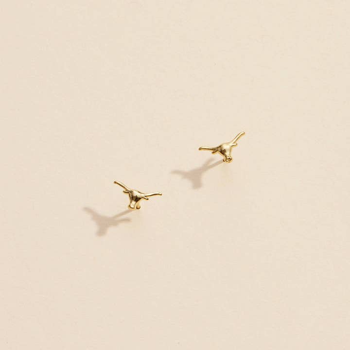 Frem - Wholesale Stud/Post Earrings - Bull Head Gold Dip Stud Earrings