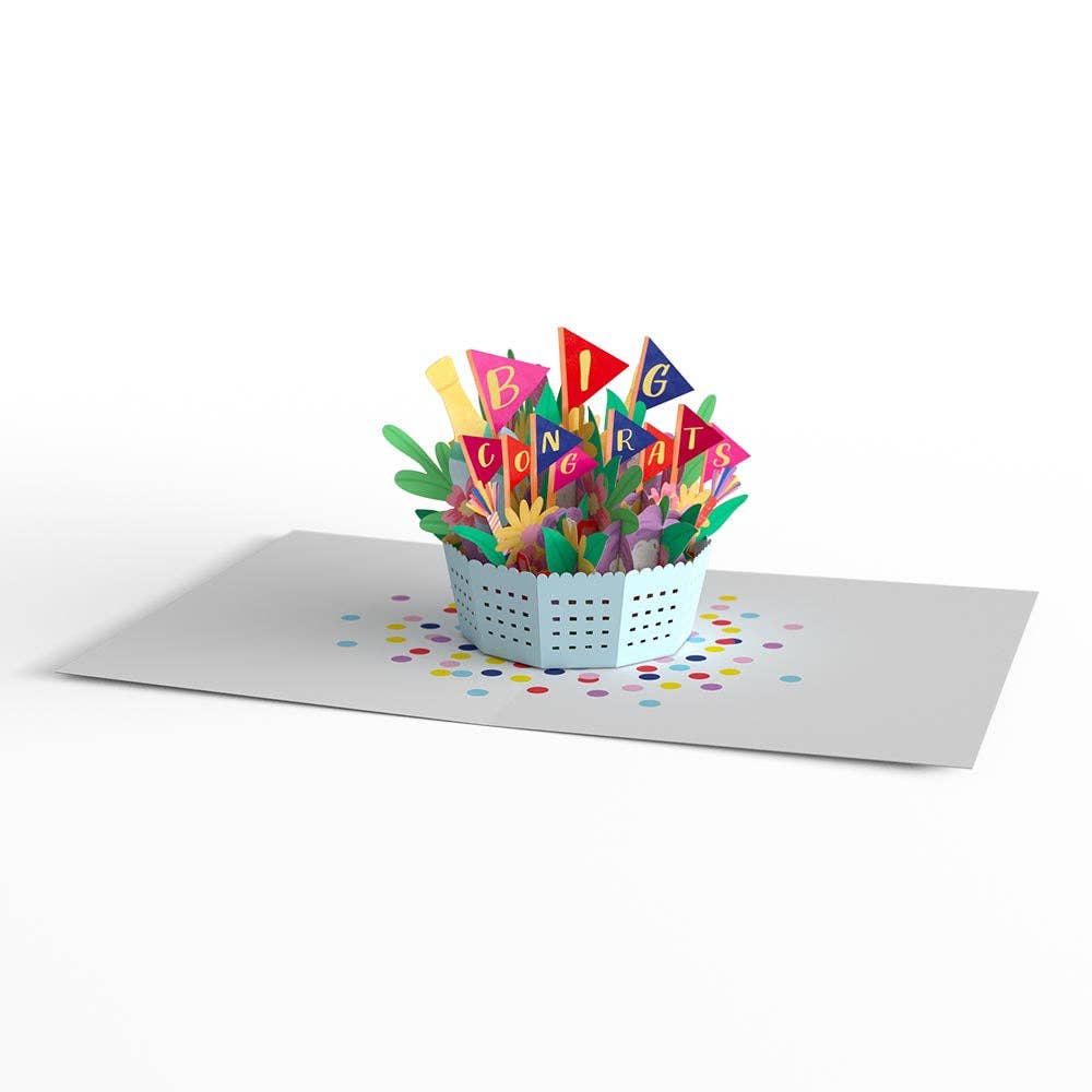 Lovepop Cards - Wholesale Congratulations Card - Big Congrats Flower Basket 4.5" x 5.9" Paperpop Card®, Vase5
