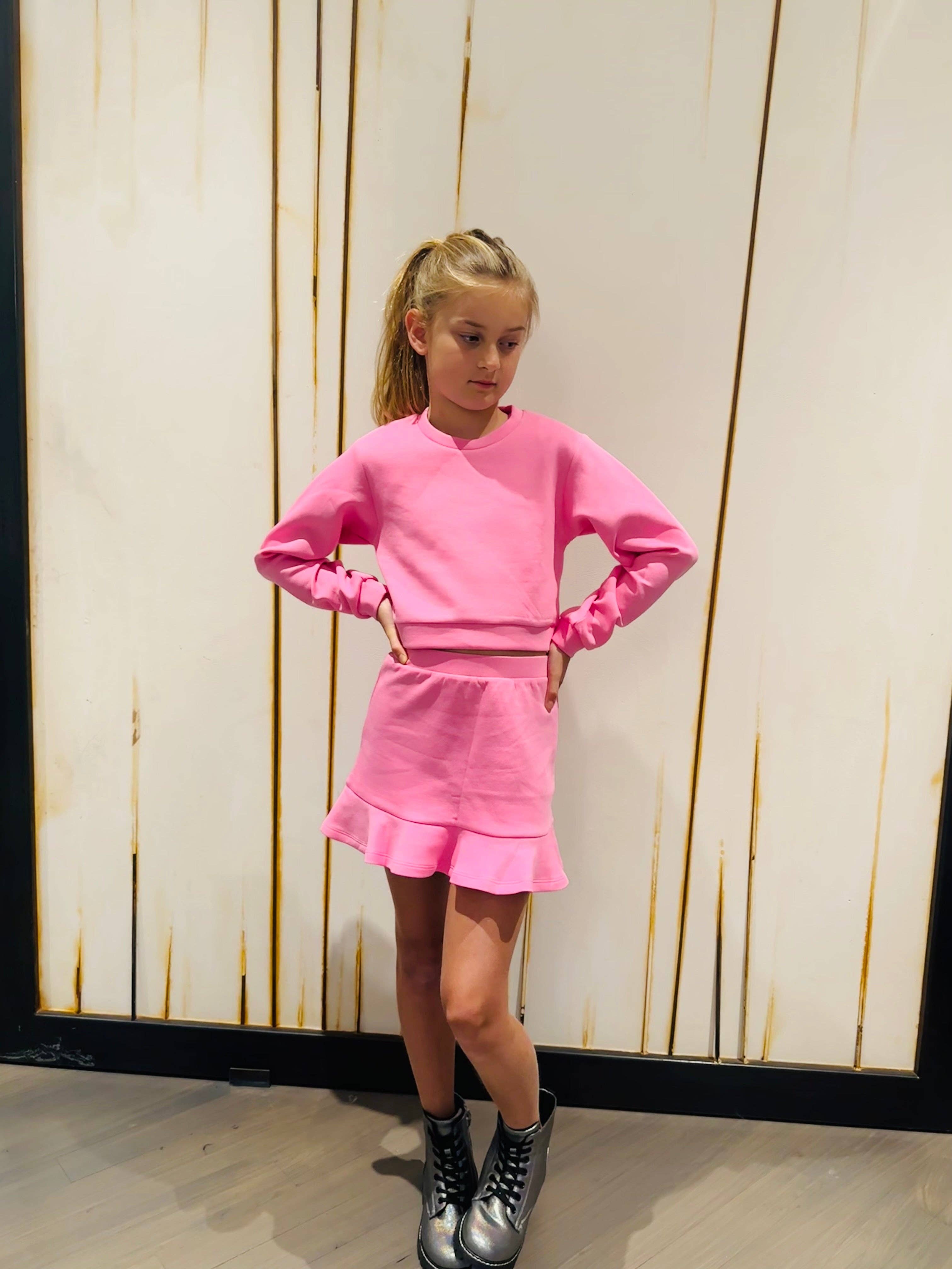 Little Olin – wholesale Kjol - Barn – AW Rosa volangkjol2