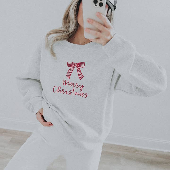 Cute Preppy Merry Christmas Graphic Sweatshirt for wholesale by Lucy + Company
