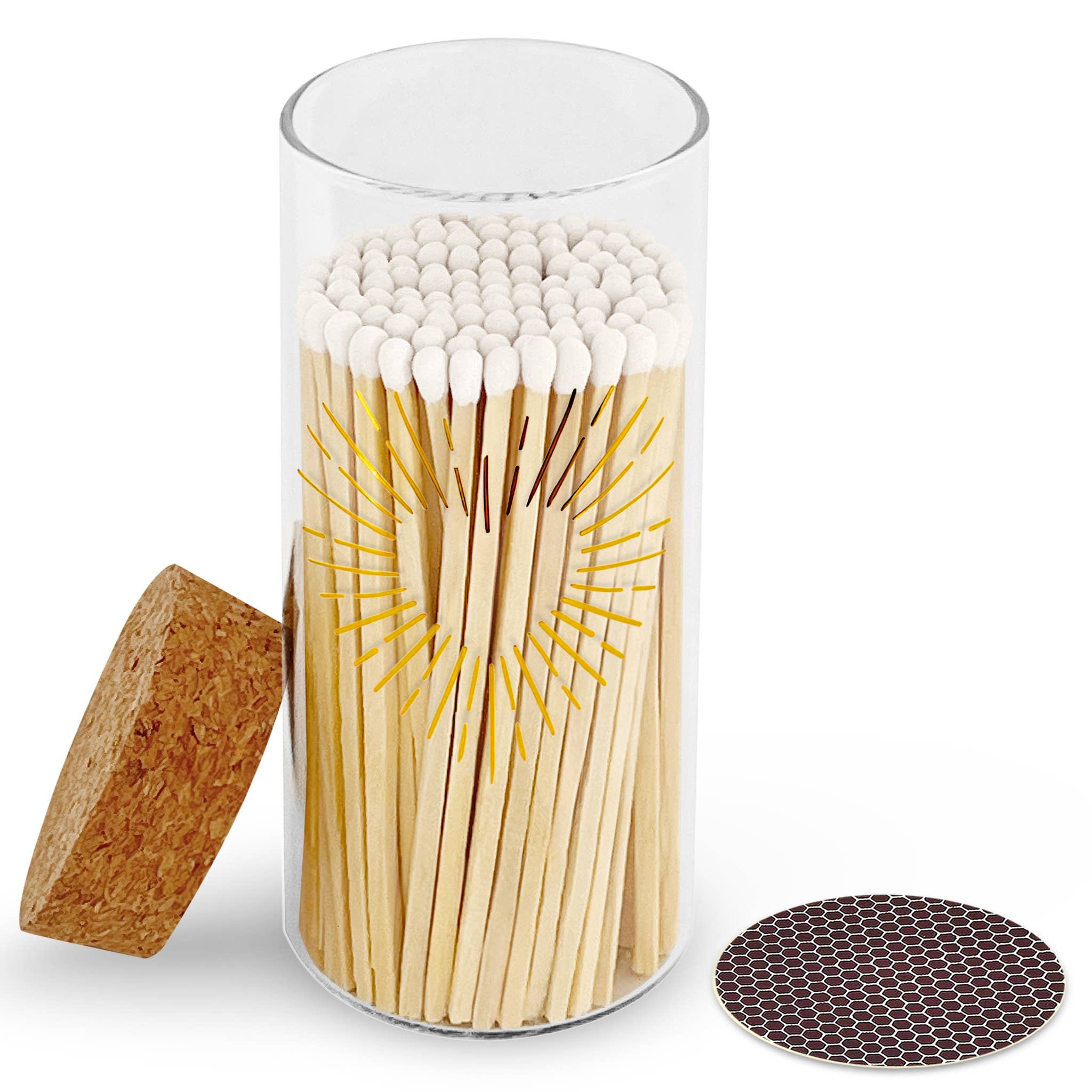 Thankful Greetings – wholesale Tändsticka – Guldtryck med 4" tändstickor & stor korktoppburk1