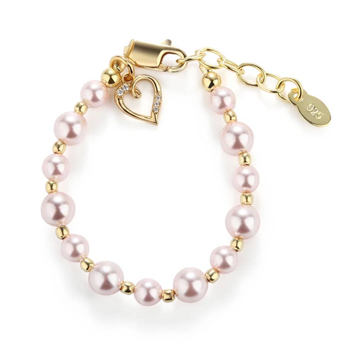 14K Gold-Plated Pink Pearl Baby Heart Bracelet Kids Jewelry for wholesale by Cherished Moments