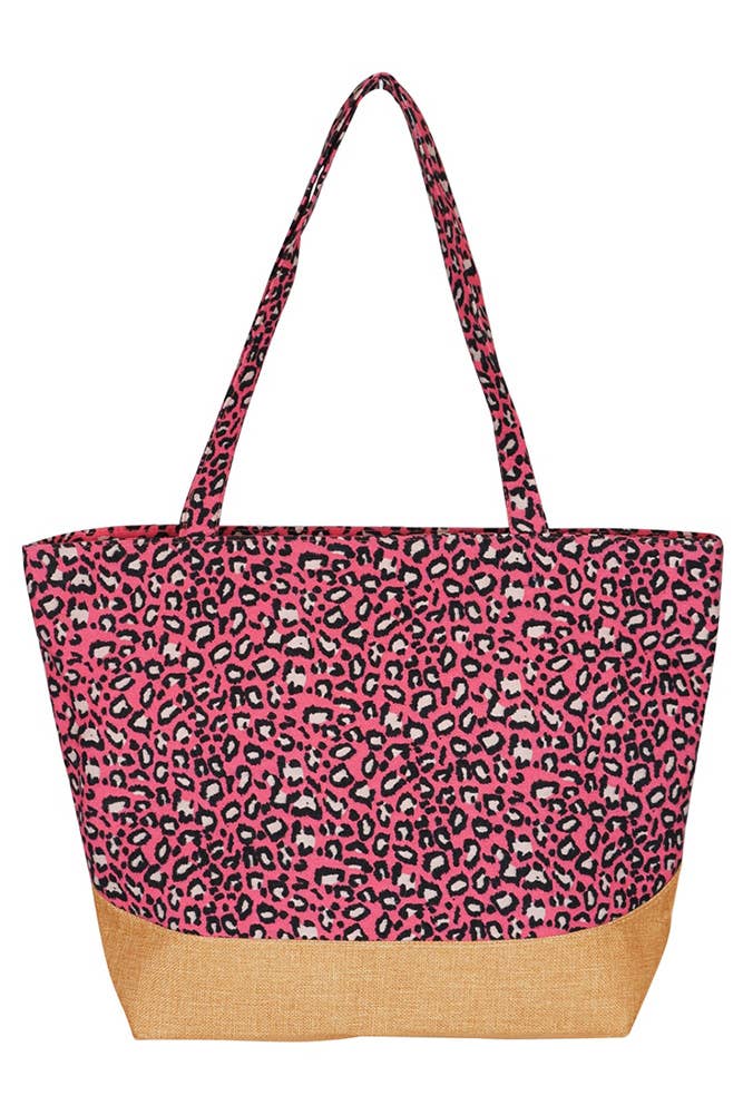 Hana - Vendita all'ingrosso Borsa tote - Donna - Borsa tote in juta con stampa leopardata22
