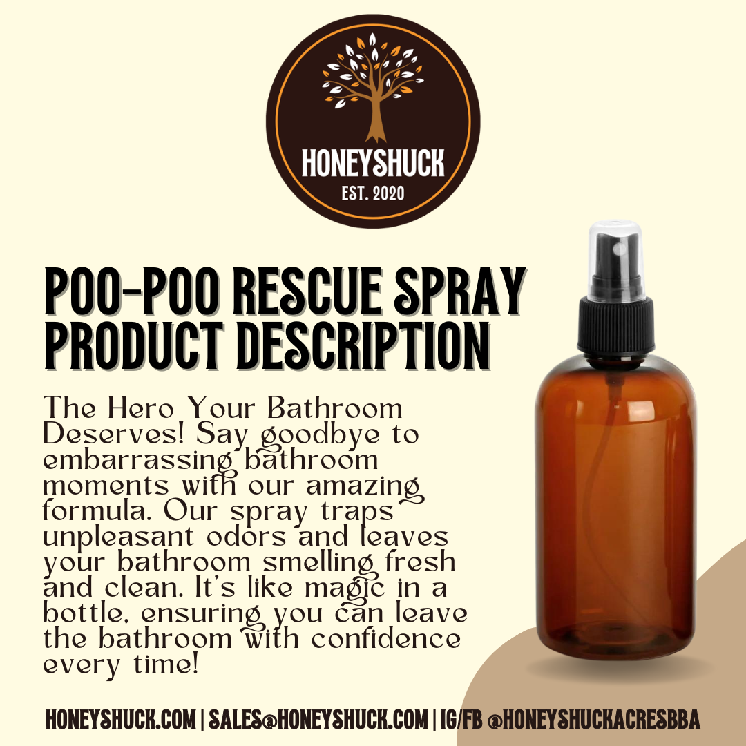 Honeyshuck Acres, LLC - Wholesale Toilet Spray - Poo-Poo Rescue Toilet Spray | Unlabeled | 4 fl oz1