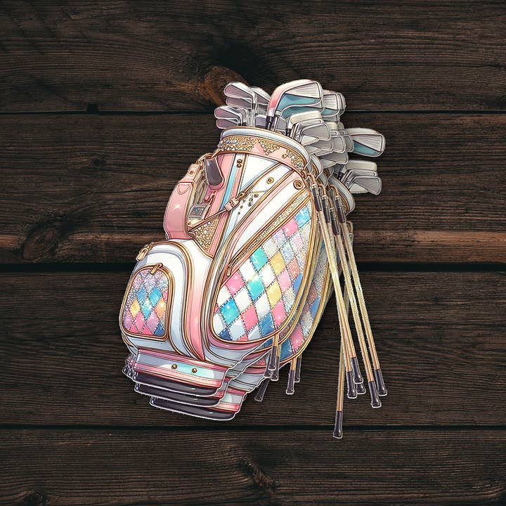 Adesivo da Golf | Borsa a Quadri Rosa da Donna | Vinile Impermeabile per la vendita all'ingrosso da parte di PiggyPrintStickers