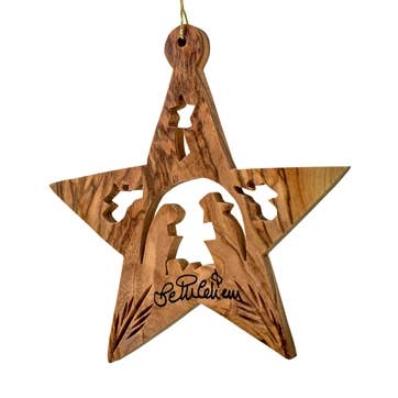 Earthwood - Vente Objets de décoration - Étoile avec Nativité et Anges - 3"