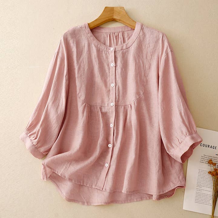 Whisper Mint – wholesale Blus - Dam – 100% bomullsblusar toppar dam trekvarts ärm
