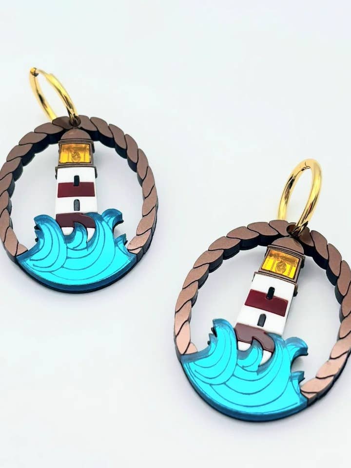 Old School Lighthouse Earrings for wholesale by LadyRockCreaciones