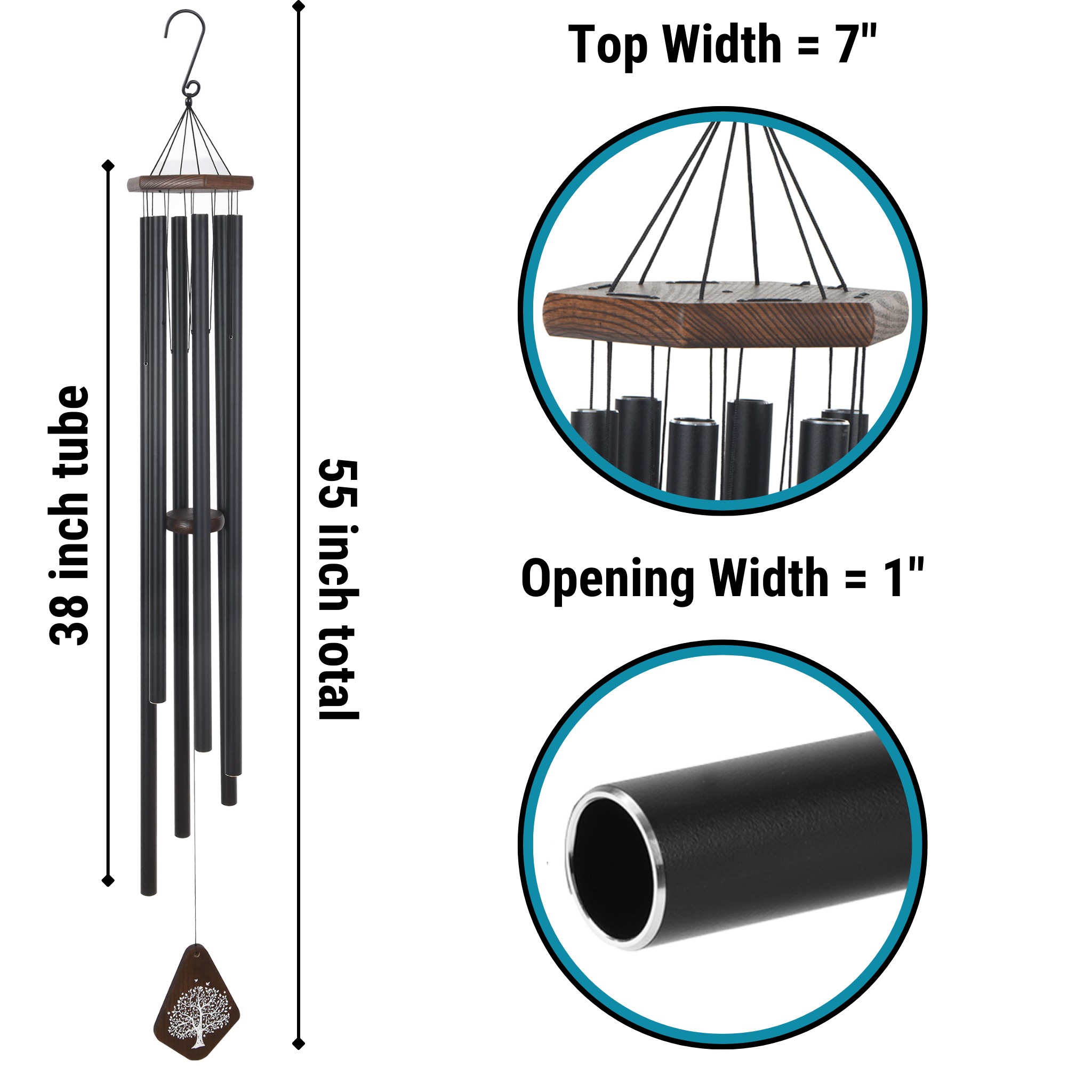 The Wind Chime Co - Wholesale Windorgel - 55" grote herdenkingswindgong met diepe tonen, sympathiegeschenk voor3