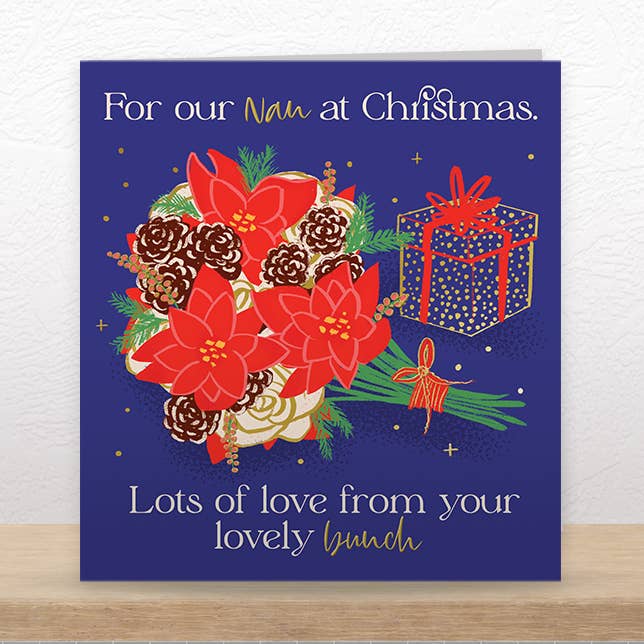 Cartão de Natal Floral para Avó com Detalhe em Folha Dourada por atacado de Quitting Hollywood