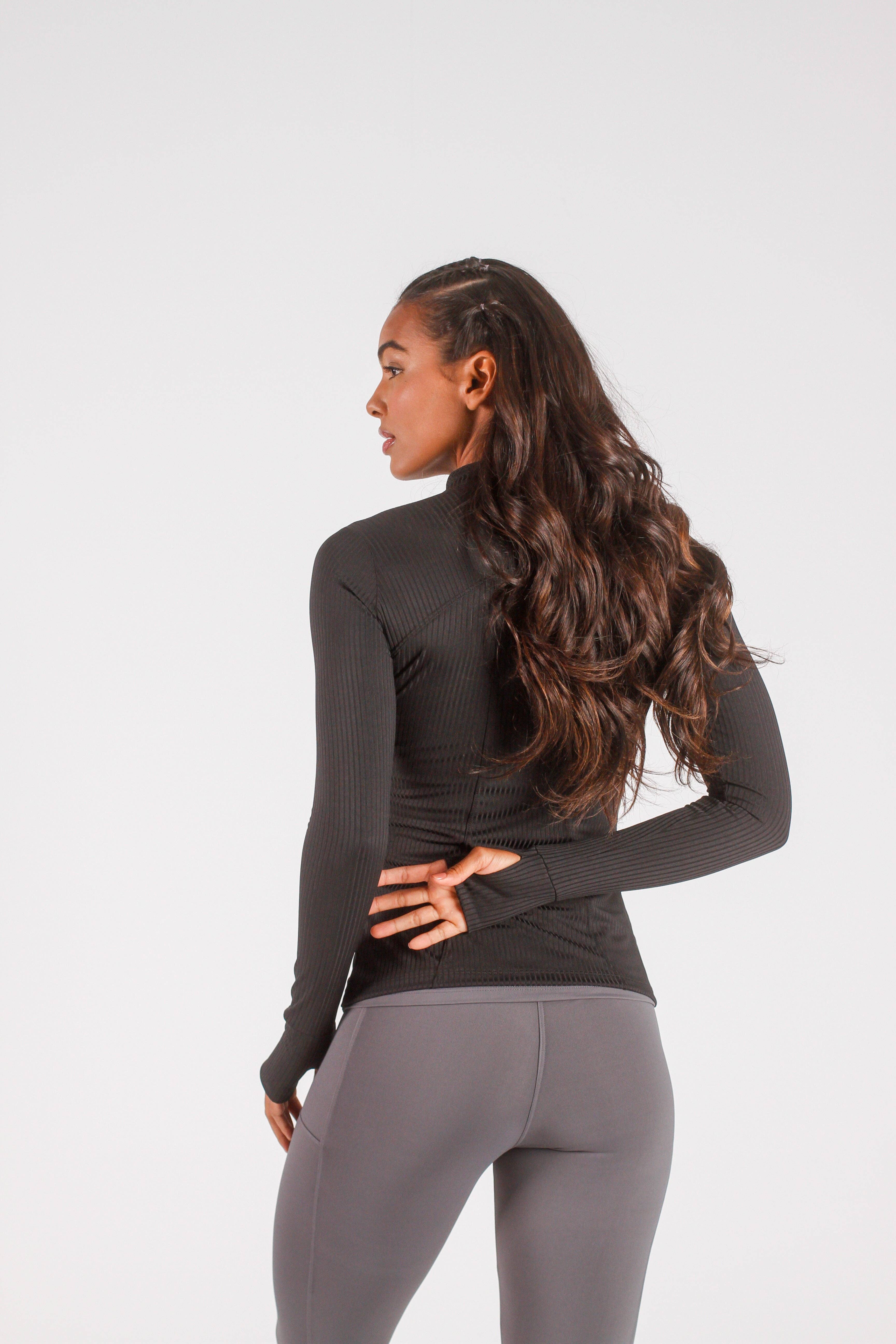 Cloud9ine Activewear - Wholesale Trainingsjack - Dames - Zwarte geribbelde jas9