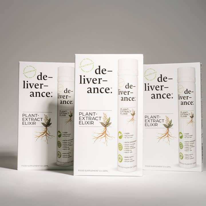 de-liver-ance® antioxidant elixir – wholesale Oralt tillskott/Vitamin – Flytande leverdetox - Rengör och regenerera - Förpackning med 45