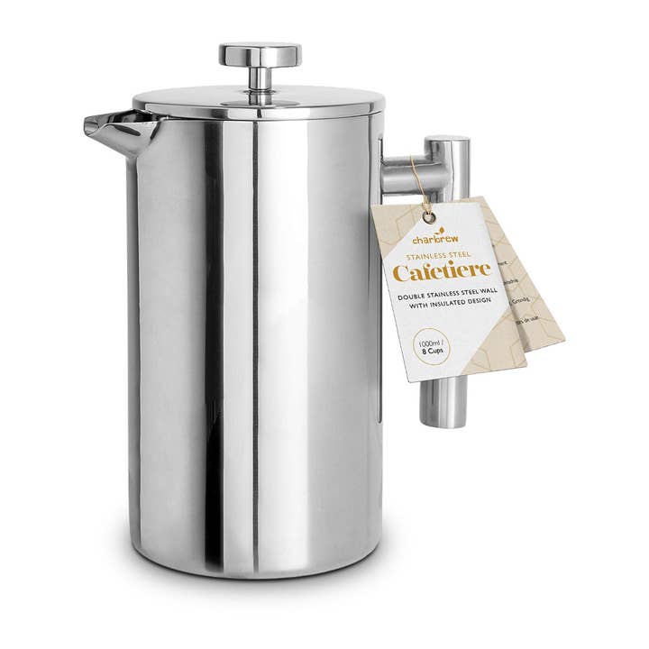 Charbrew Tea & Coffee - Wholesale French Press - Stainless Steel Cafetiere French Press Coffee Maker 1000ml