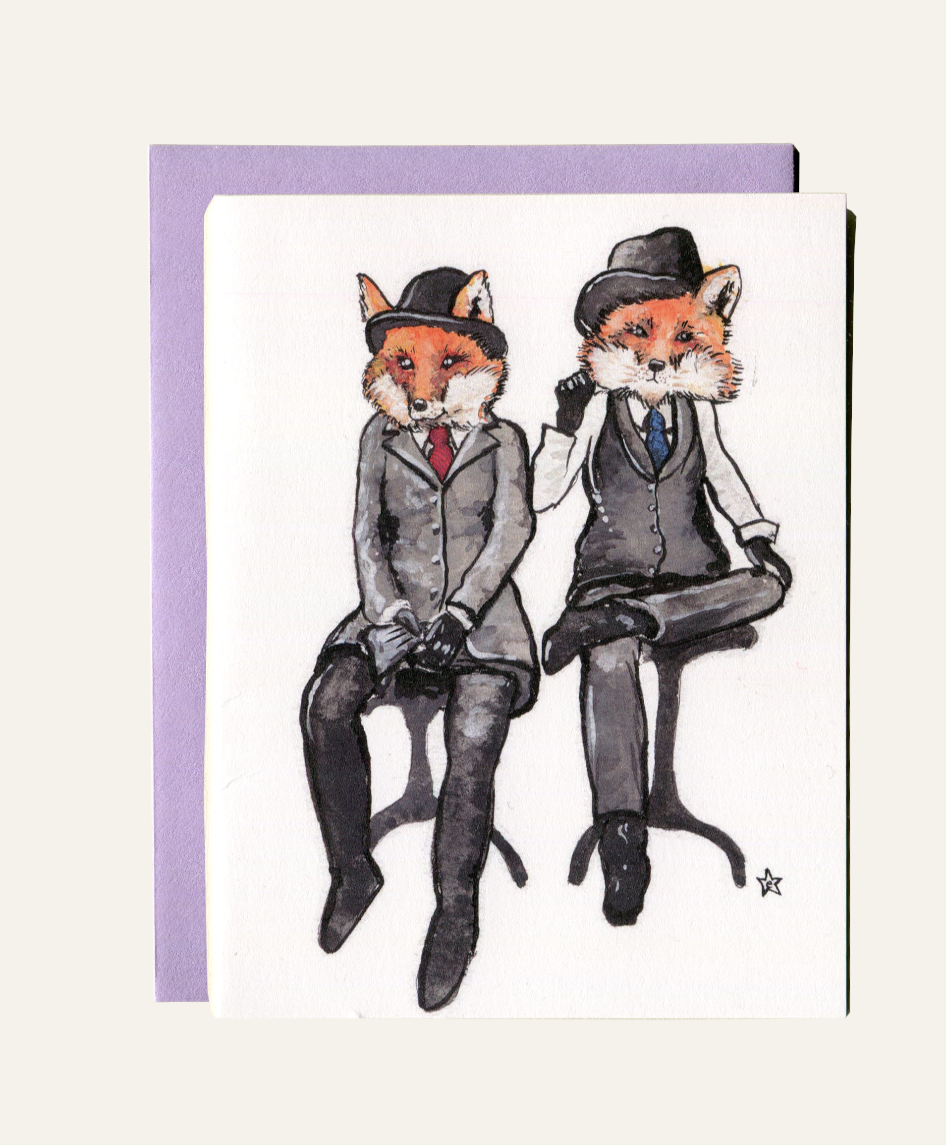 Darling Illustrations - Wholesale Love Card - Pawtners in Crime - Fox Notecard5