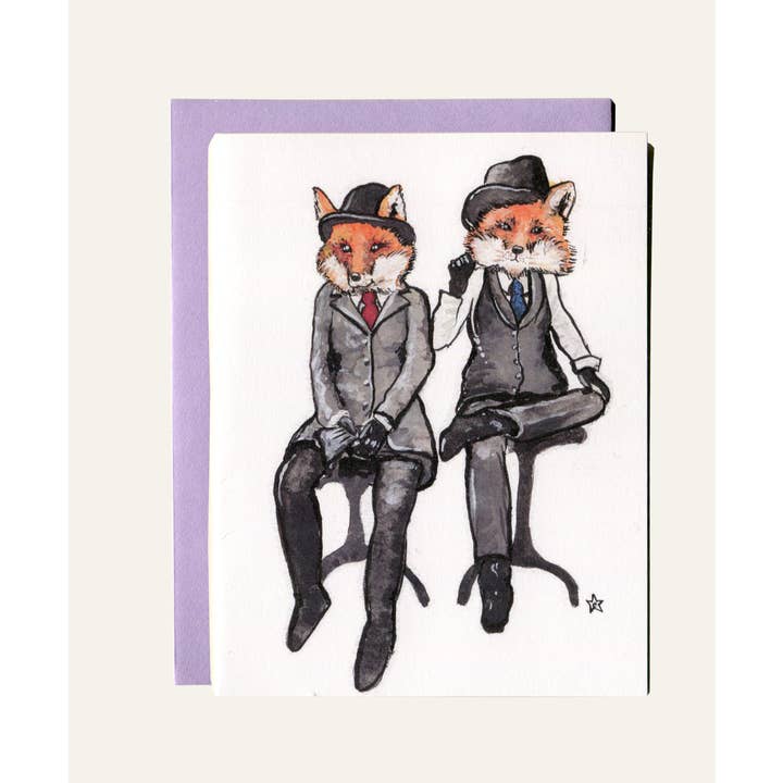 Darling Illustrations – wholesale Love card – Pawtners in Crime - Fox Notecard5