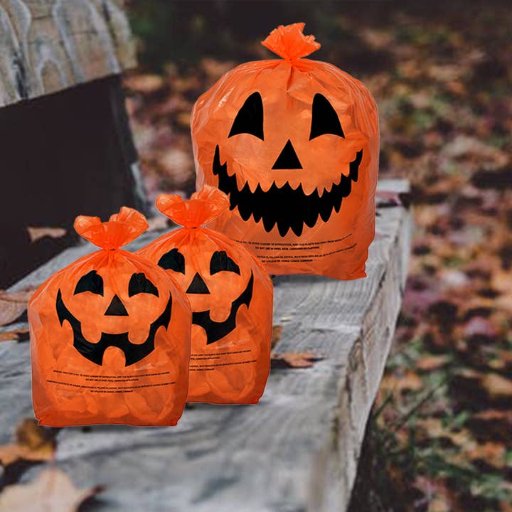 KINREX - Wholesale Outdoor Ornament/Decor - Halloween Pumpkin Bags - Pack Of 3 With Twist Ties4