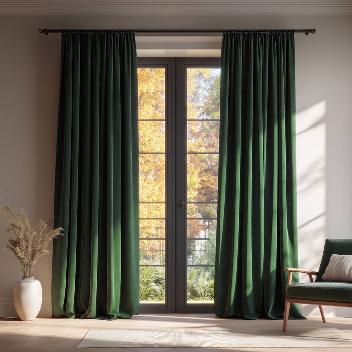 Emerald Green Velvet Curtain for wholesale by North Curtain