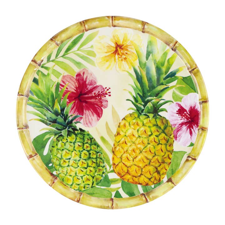 Bamboo Pineapple 11" Melamine Plate for wholesale by Supreme Housewares