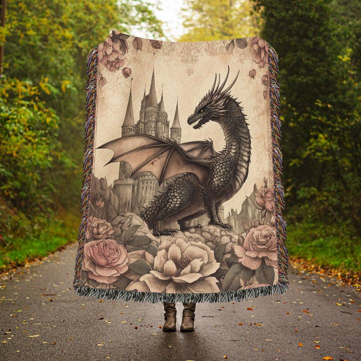 MagicMerchEmporium - Wholesale Throw Blanket - Mythical Dragon Woven Throw Blanket6