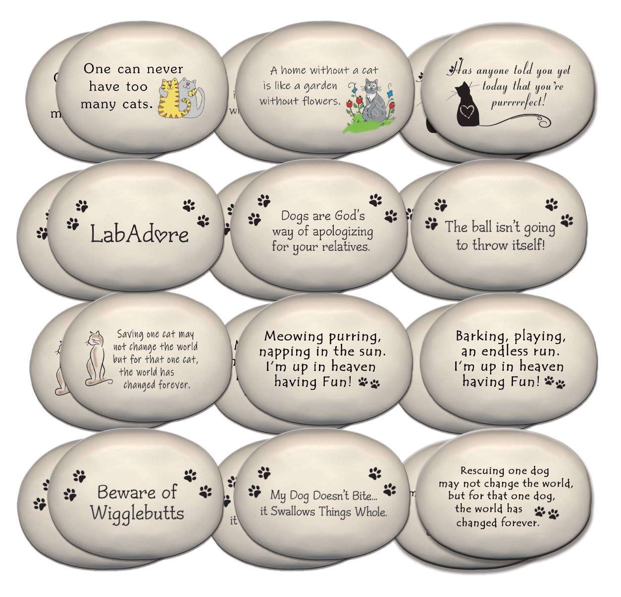 August Ceramics - Wholesale Outdoor Ornament/Decor - Ceramic Rocks: Pre-Pack of assorted PET verses