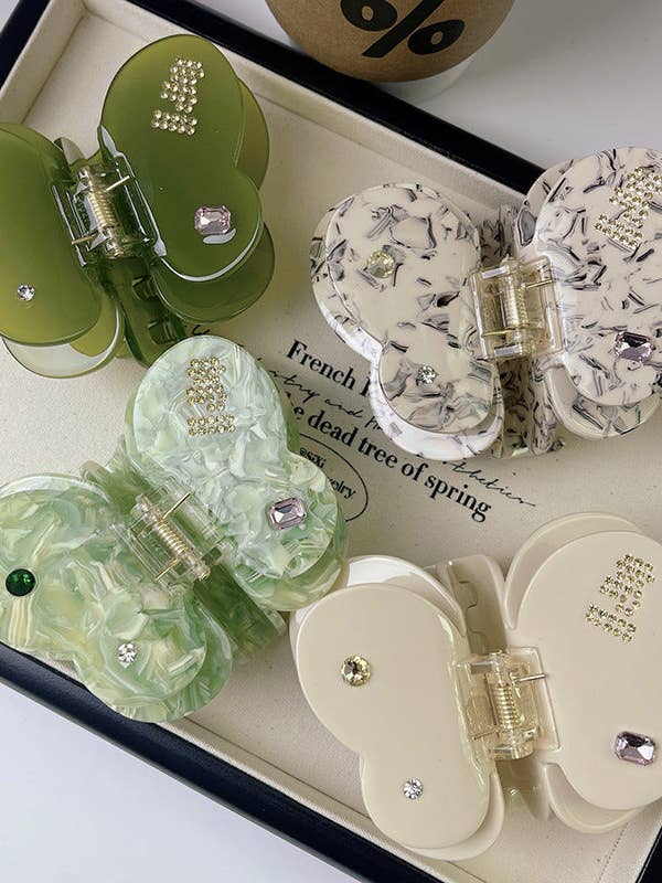 2+Rhinestone Sweet Butterfly Mulricolor Hair Claws DPJC2329 for wholesale by Dipped Shop