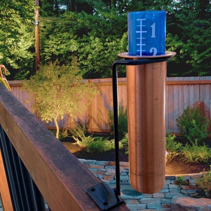 World's Coolest Rain Gauge Co. - Wholesale Outdoor Ornament/Decor - Minimalist Solid Copper Deck Rail Mount Rain Gauge For Wood