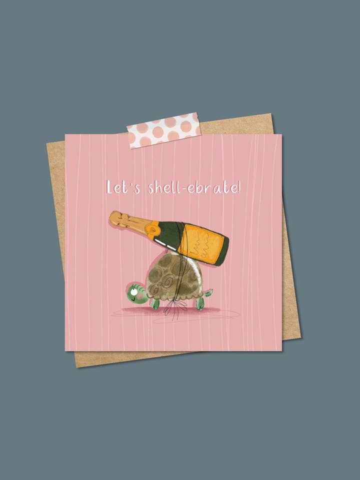 Let's Shellebrate Tortoise Card for wholesale by Pen and Gwyn