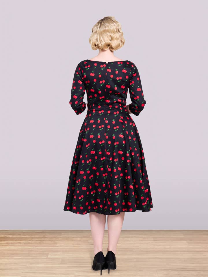 Black Red Linda Cherry Dress 3/4 for wholesale on Faire3