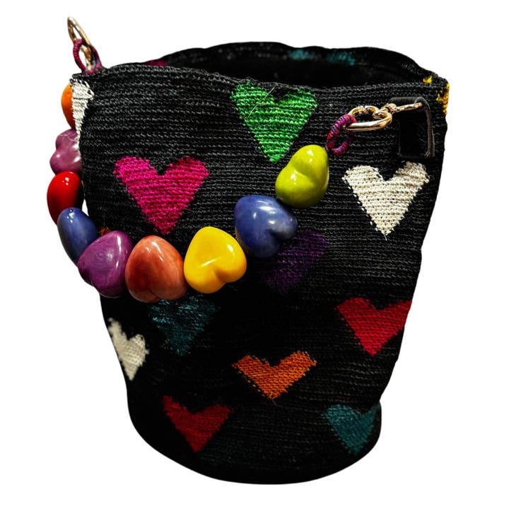 ACHACHAY - Wholesale Crossbody Bag - Women's - Heart Motif Hand-Embroidered Shigra