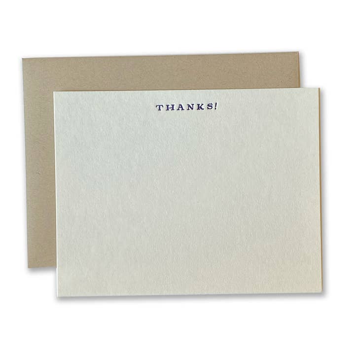 Ladyfingers Letterpress - Wholesale Stationery/Notecard Set - Thanks Boxed Set of 6 Letterpress Cards1