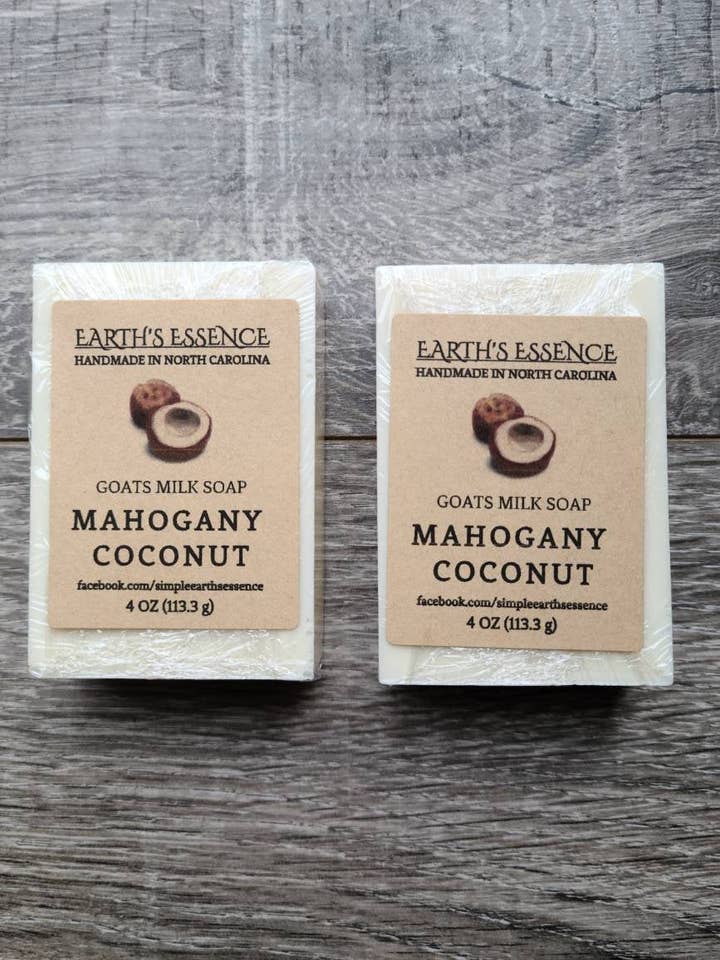 Mahagoni-Kokosnuss 4 oz Ziegenmilchseife für den Großhandel von Earth's Essence