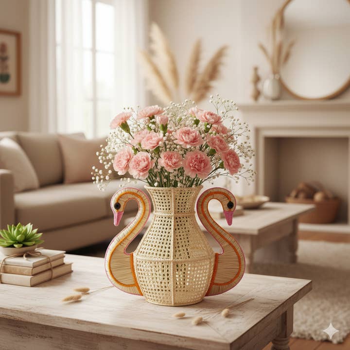 Macondo Forever - Wholesale Vase - Swan Handwoven Iraca Palm Vase1