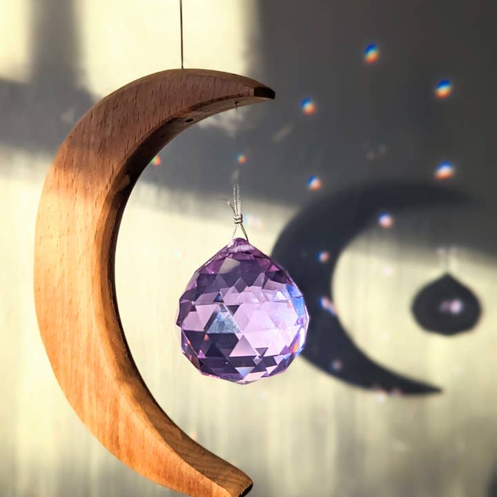 Goddess Provisions – wholesale Suncatcher – Crystal Moon Prism, Rainbow maker, Wall hanging, Sun catcher