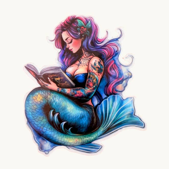 Autocolante de Leitura Sereia Curvilínea – Decalque de Vinil Fantasia Pastel por atacado de The sticker era