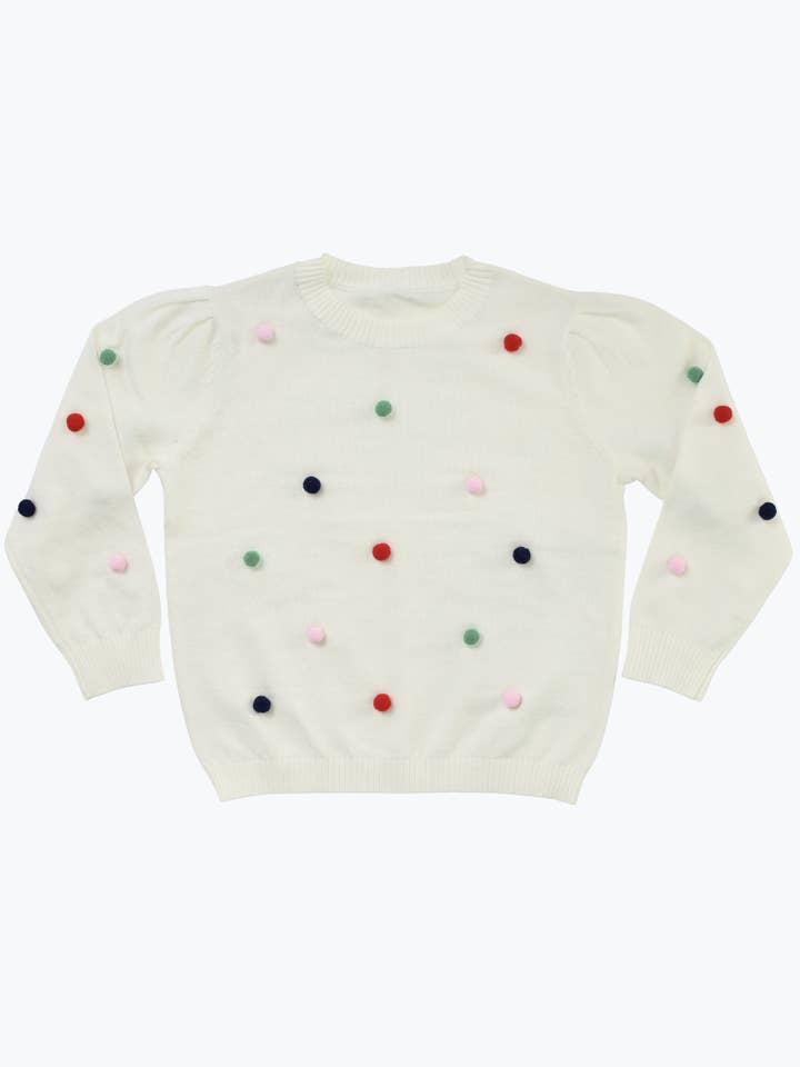 Pull à col rond à pompon pour filles pour la vente par Duffield Lane